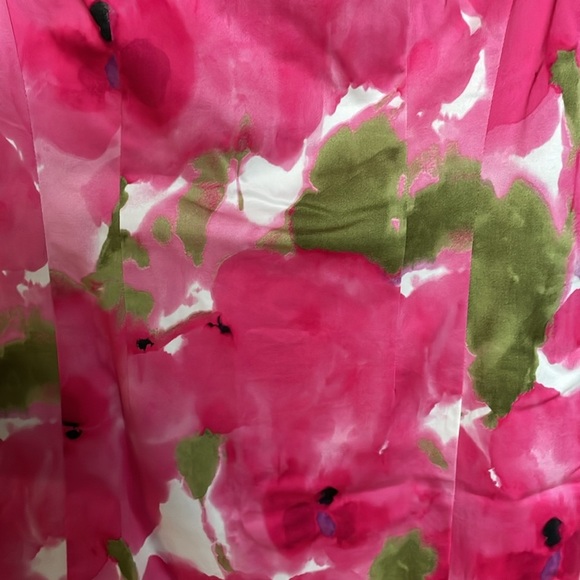 Jones New York size 10 Pink and Green Floral Midi Stretchy Sleeveless Dress - Picture 3 of 9